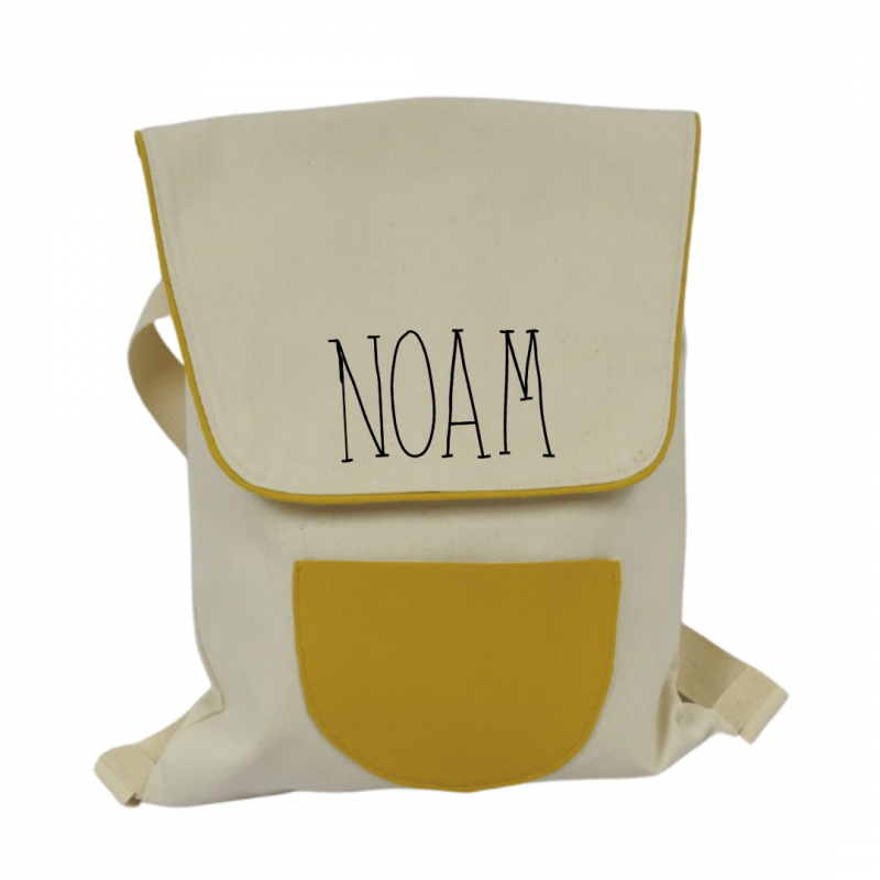 Sac à dos crèche personnalisé - Noam - sac à dos crèche pour enfant moutarde- Abraca-bébé