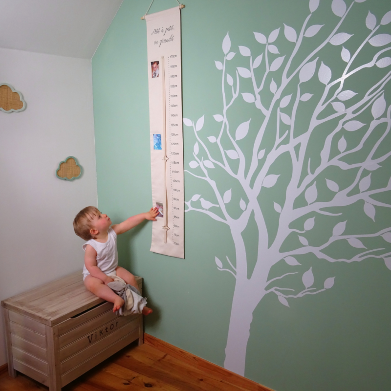 Toise murale en tissus - décoration murale - chambre de bébé enfant -Abraca-bébé-02