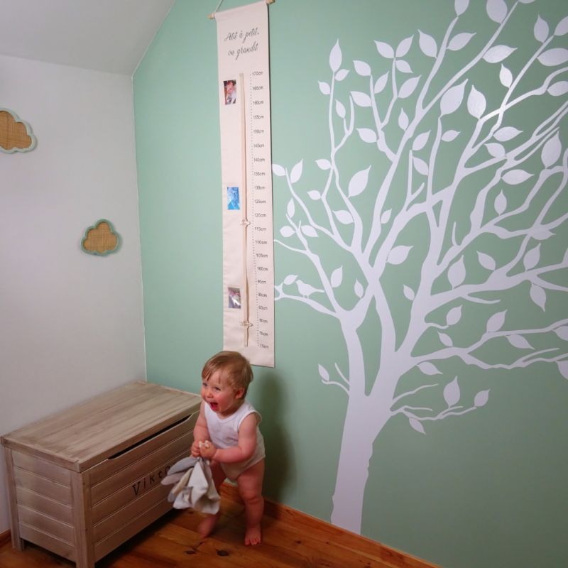 Toise murale en tissus - décoration murale - chambre de bébé enfant -Abraca-bébé-03