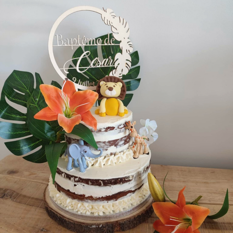 Décor de gâteau personnalisé jungle - décor de gâteau d'anniversaire en bois - Abraca-bébé-2