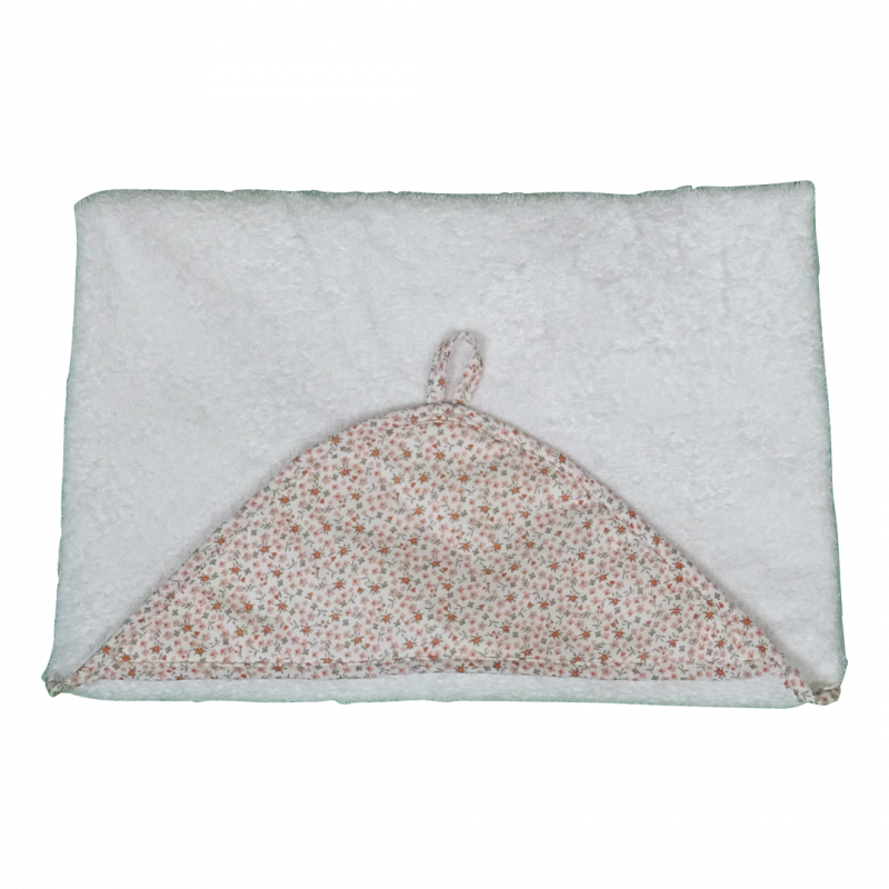 Cape de bain pour bébé - Cape de bain en tissu doux pour bébé motif fleurs roses - Abraca-bébé-01