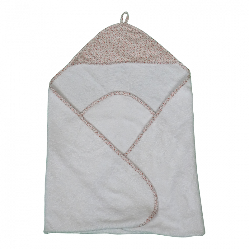 Cape de bain pour bébé - Cape de bain en tissu doux pour bébé motif fleurs roses - Abraca-bébé-02