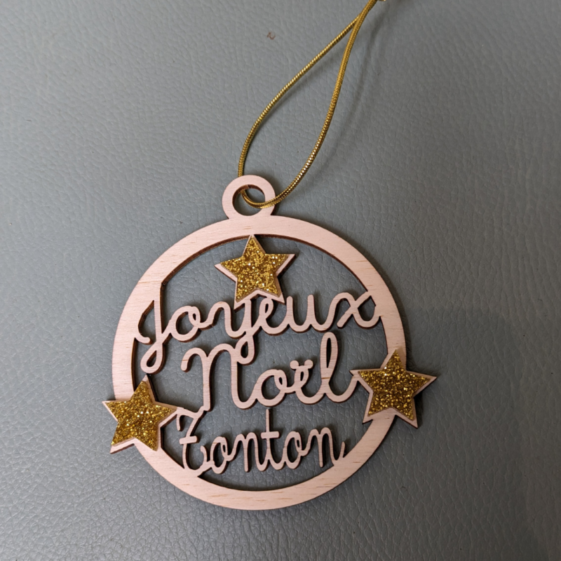 SOLDES- Boule de Noël bois divers titre – Image 7