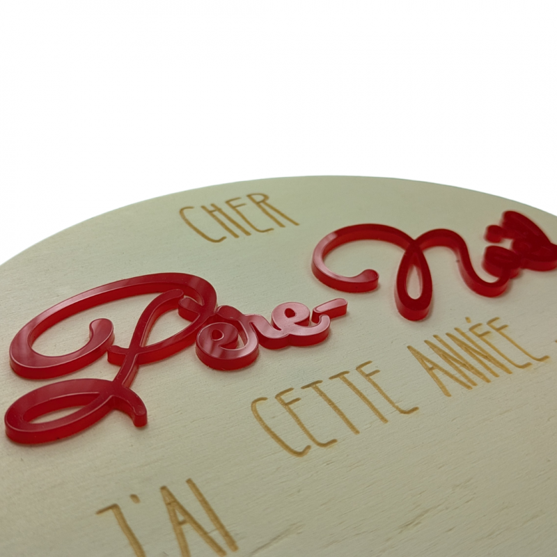 Lettre Réutilisable pour le Père Noël en Bois et PMMA – Image 2
