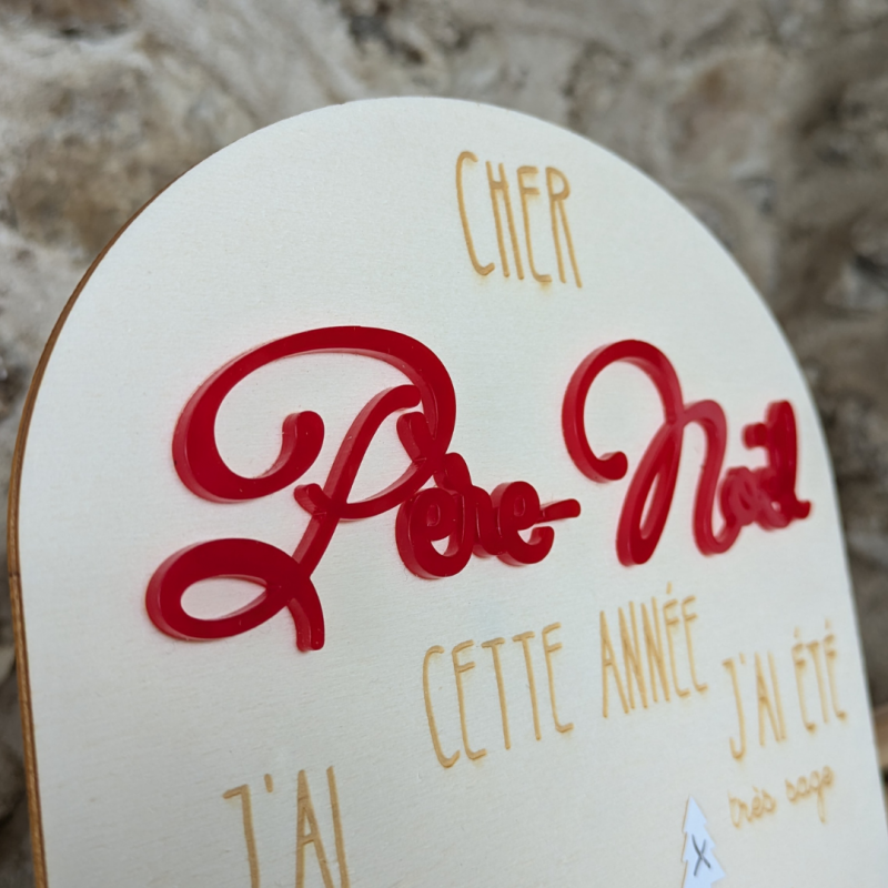 Lettre Réutilisable pour le Père Noël en Bois et PMMA – Image 4